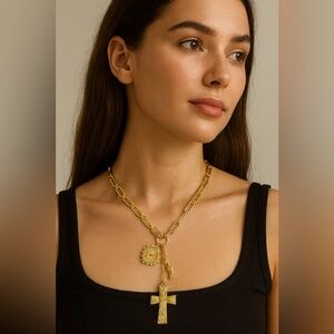 Gold Paperclip Charm Necklace